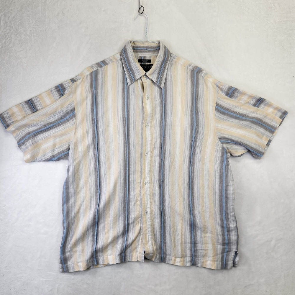 Metafiori New York Mens XL Striped Short Sleeve Button Down‎ Shirt 100 Cotton